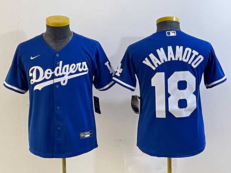 Womens Los Angeles Dodgers #18 Yoshinobu Yamamoto Blue Stitched Cool Base Nike Jersey